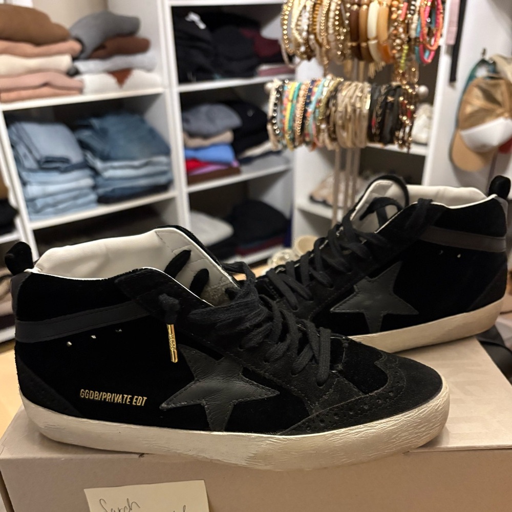 Golden Goose Black and Gold High-Top Sneakers